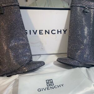 Givenchy Silver Glitter Boots